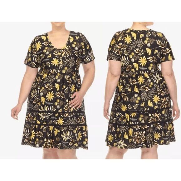 White Mark Dresses & Skirts - White Mark Women's Floral Short Sleeve Knee Length Dress 3XL